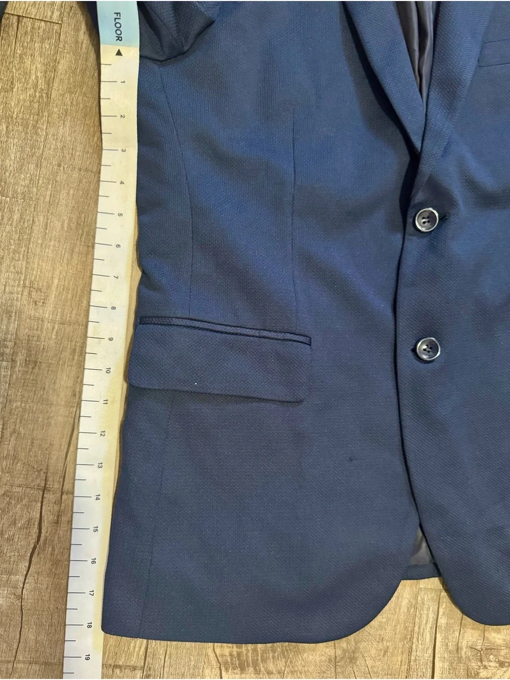 Mens Navy Blazer Medium Two Button Sport Coat Textured Blue Jacket